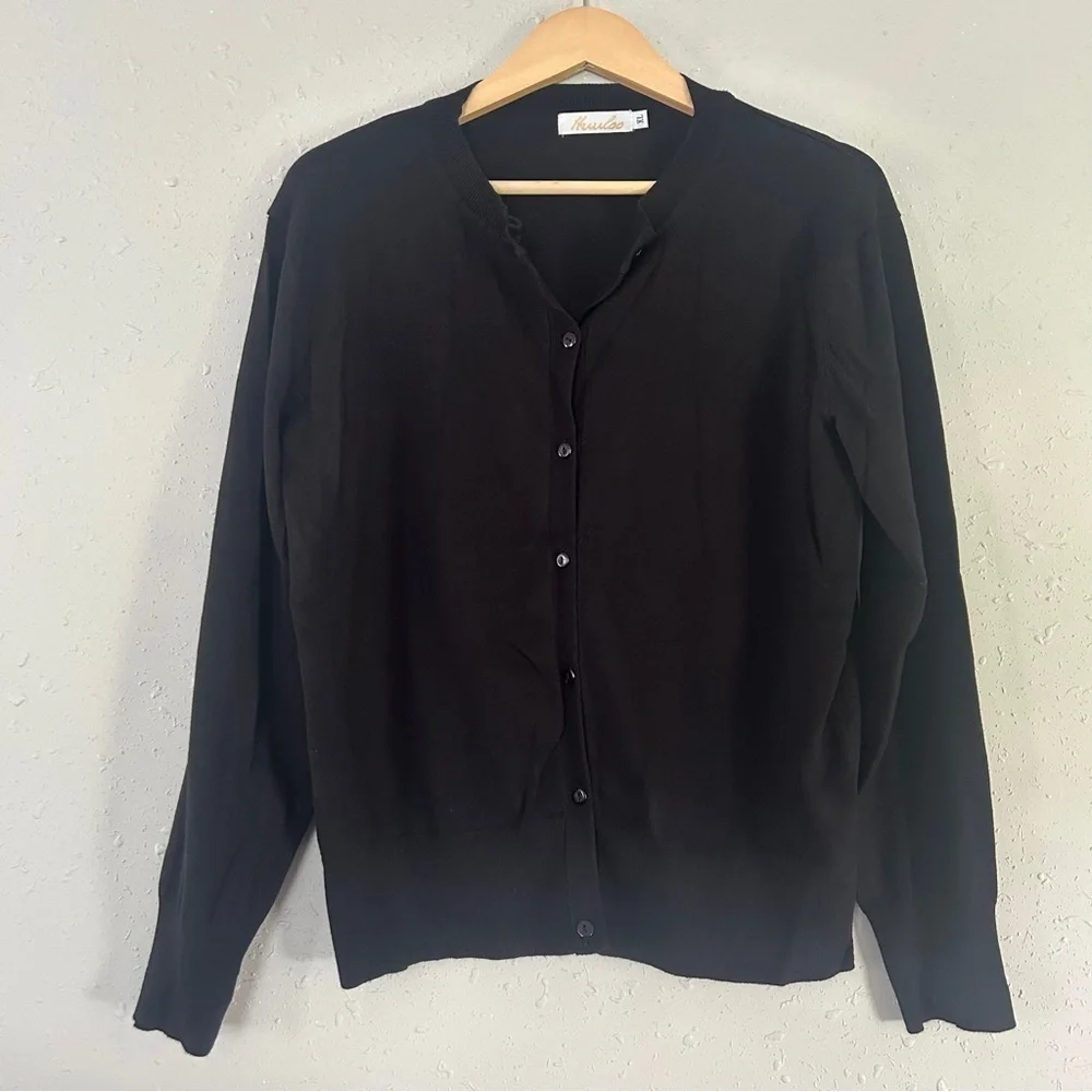 Black Cardigan Casual Neutral Comfy XL